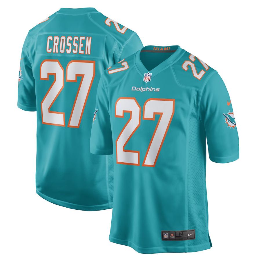 Men Miami Dolphins #27 Keion Crossen Nike Aqua Game Player NFL Jersey